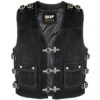 Men's Real Buffalo Leather Heavy Zipper Rocker Biker Waistcoat Motorcycle Vest S17