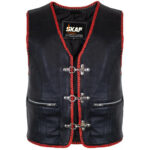 Men's Genuine Cow Leather Biker Hand Braided Waistcoat S21