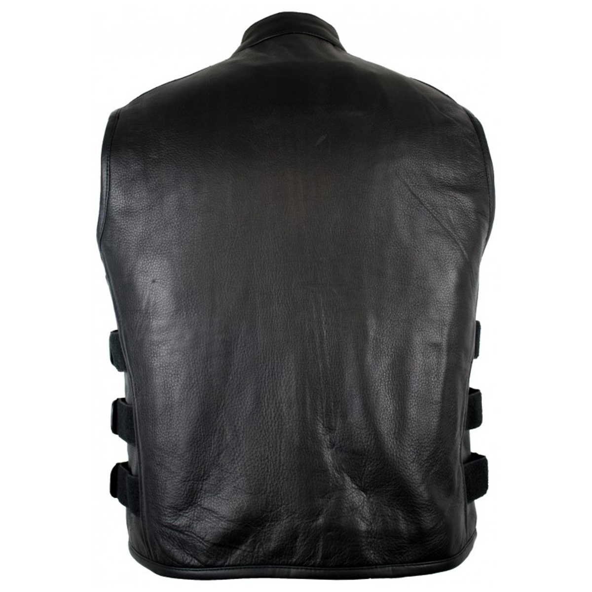 Men's Genuine Cow Leather SWAT Bulletproof Style Motorcycle Waistcoat ...