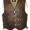 Men's Motorcycle Motorbike Heavy Duty 3mm Thick Leather Club Vest Waistcoat S50