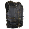 Men's Genuine Cow Leather Heavy Antique Zipper Motorcycle Waistcoat Vest S6-A