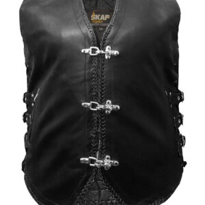 Men's Genuine Cow Leather Heavy Zipper Rocker Biker Waistcoat Motorcycle Vest S9