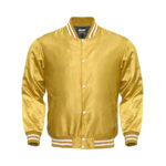 Light Weight Satin Bomber Varsity Jacket - Golden