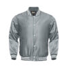 Light Weight Satin Bomber Varsity Jacket - Gray