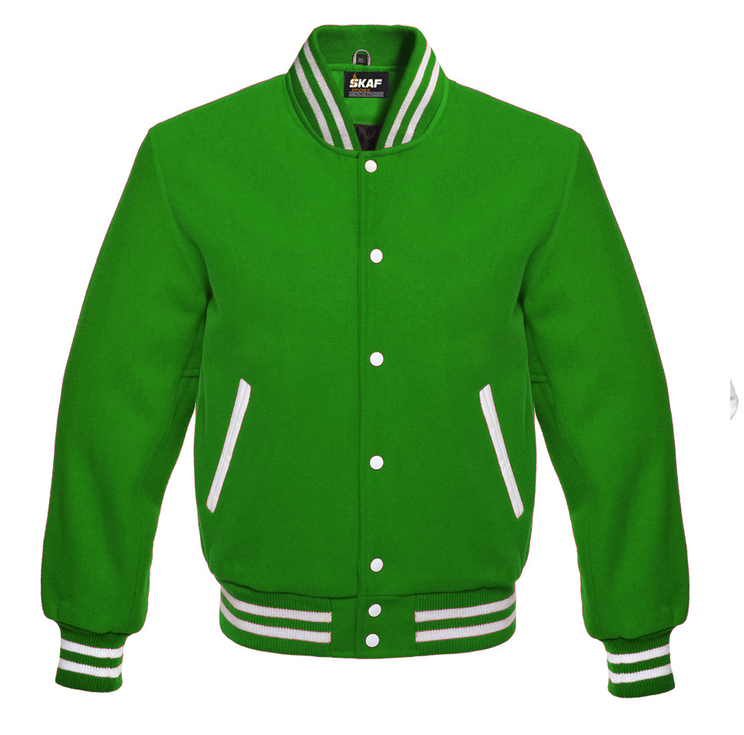 Letterman Varsity Jacket All Wool Kelly Green - SKAF IMPEX