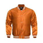 Light Weight Satin Bomber Varsity Jacket - Orange