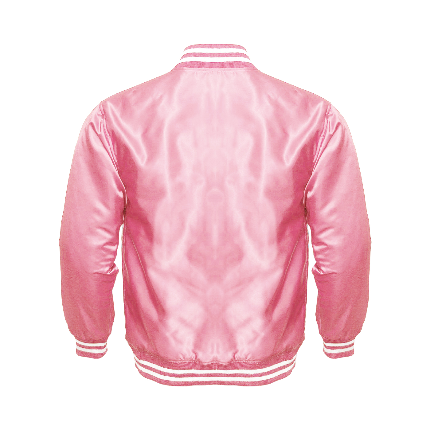 Light Weight Satin Bomber Varsity Jacket - Pink - SKAF IMPEX