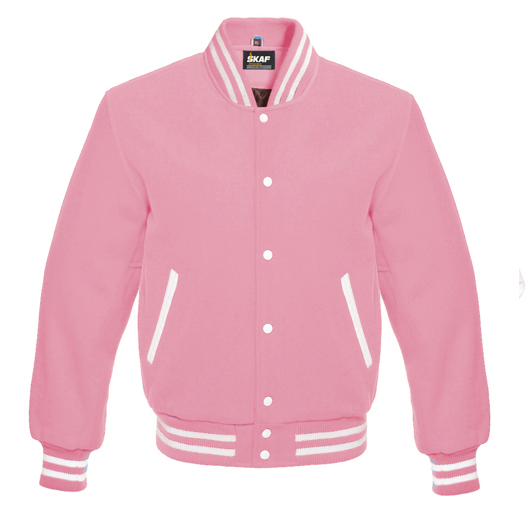 Letterman Varsity Jacket All Wool Pink - SKAF IMPEX