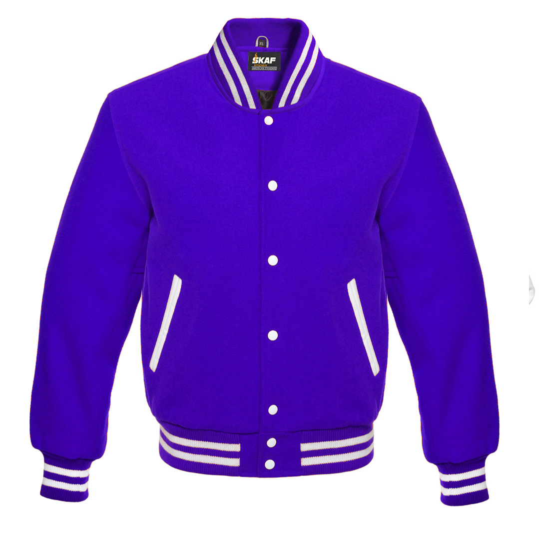Letterman Varsity Jacket All Wool Royal Blue - SKAF IMPEX