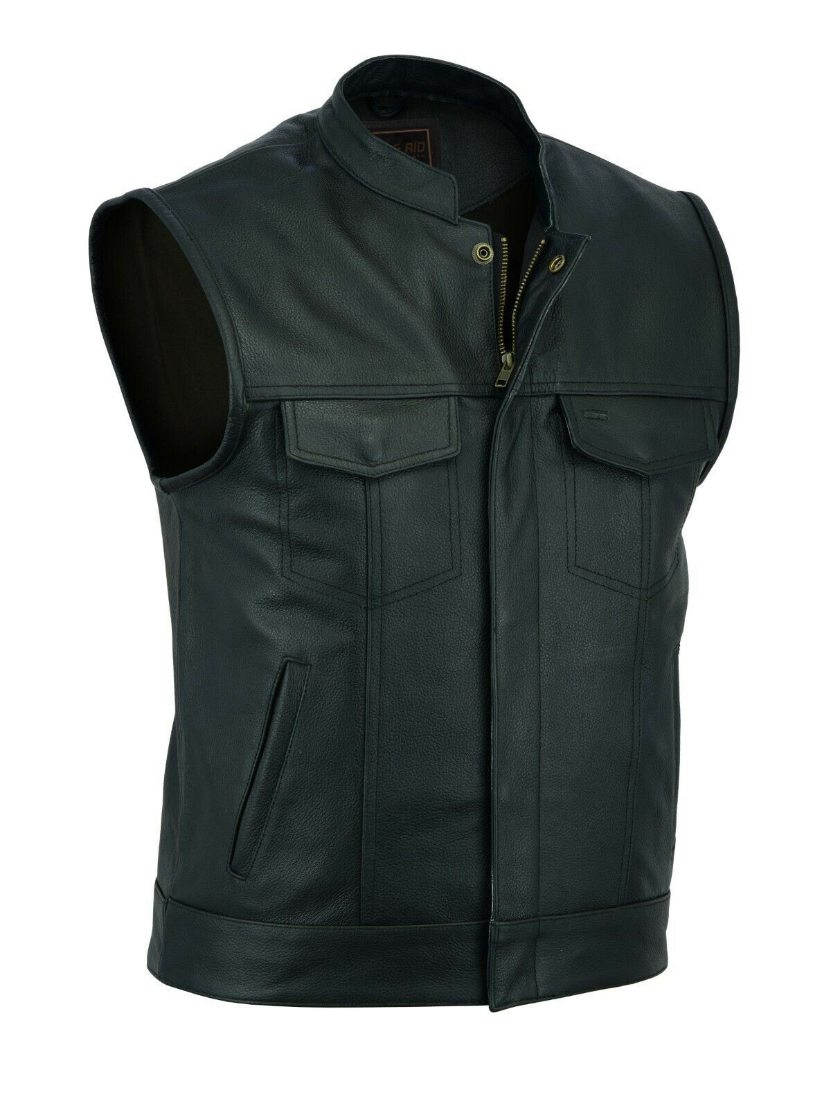 MEN'S LEATHER WAISTCOAT MOTORCYCLE BLACK SONS OF ANARCHY 