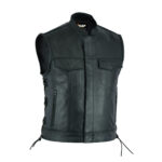 MEN'S LEATHER WAISTCOAT SONS OF ANARCHY "CUT OFF" BIKER SIDE LACED VEST SOA