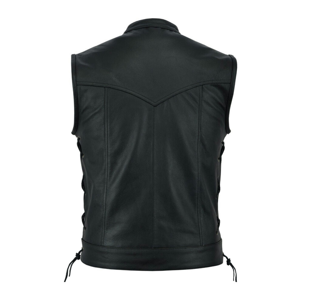 Australian Bikers Gear Leather Cut Off Motorcycle Motorbike Vest Waistcoat SOA Sons Of Anarchy Style (Med