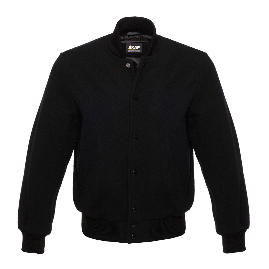 Letterman Varsity Jacket All Wool Solid Black – SKAF IMPEX