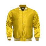 Light Weight Satin Bomber Varsity Jacket - Yellow
