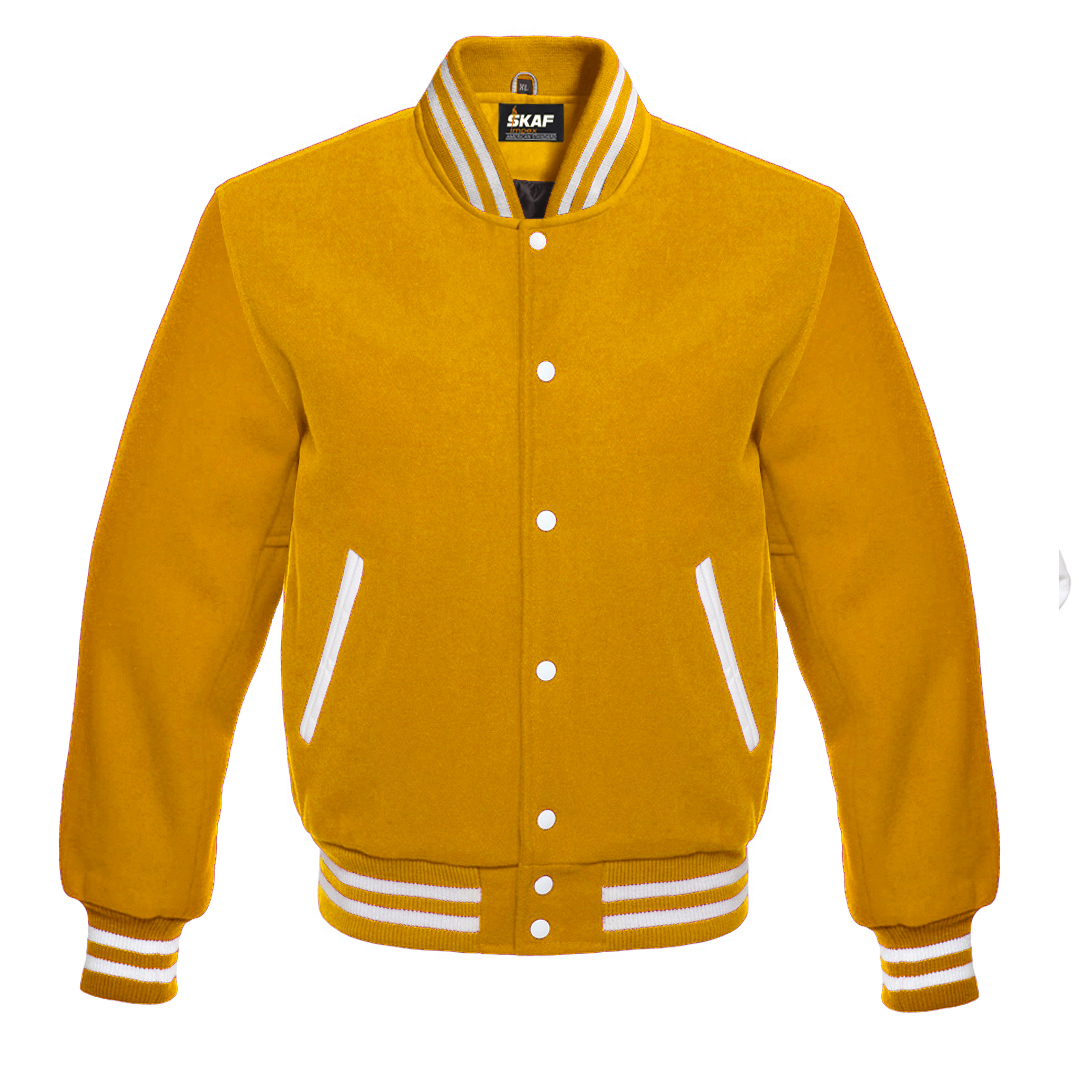 Letterman Varsity Jacket All Wool Yellow - SKAF IMPEX