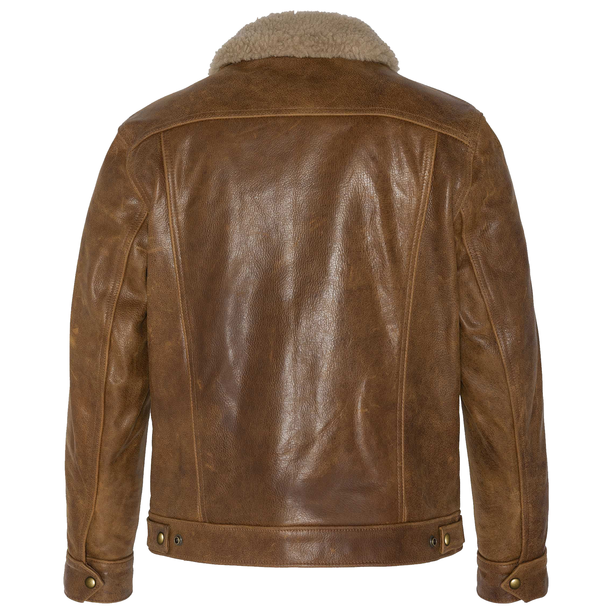Trucker Buffalo Leather Jacket with sheep collar - SKAF IMPEX