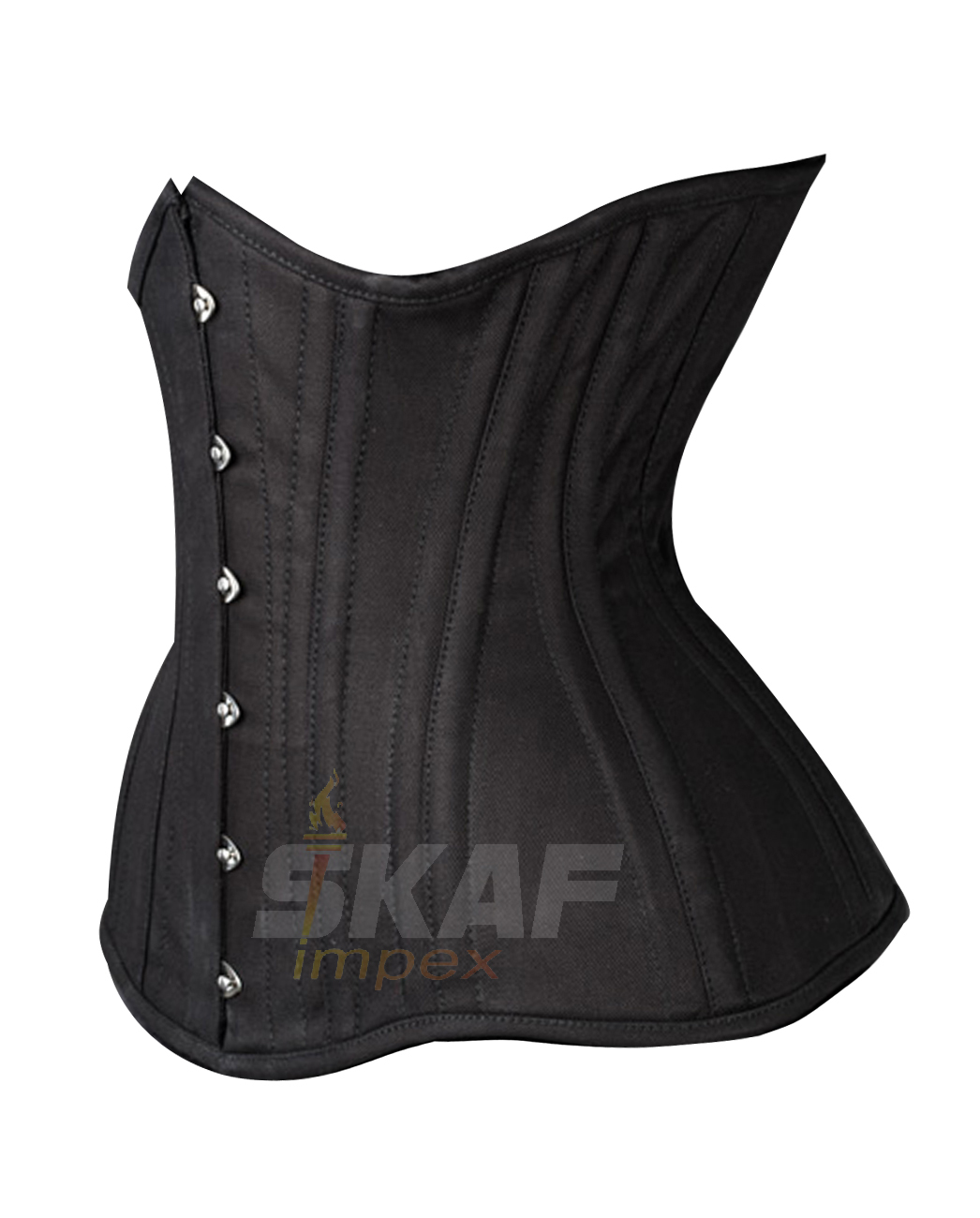 thumbnail image 2 of 18” Double Steel Boned Waist Training Underbust Waspie Corset - Cotton Twill - Extra Firm 2 of 5