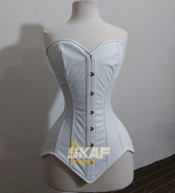 Double Steel Boned Longline Overbust Leather Corset C51L