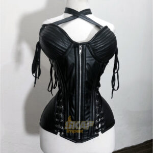 Overbust Leather Corset Buckled Laced C6L