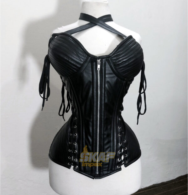 Overbust Leather Corset Buckled Laced C6L