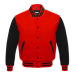 All Wool Varsity Jacket Red Black