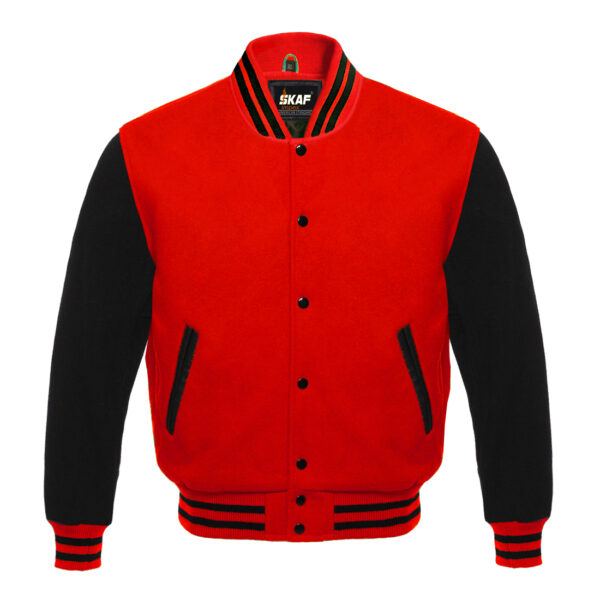 All Wool Varsity Jacket Red Black