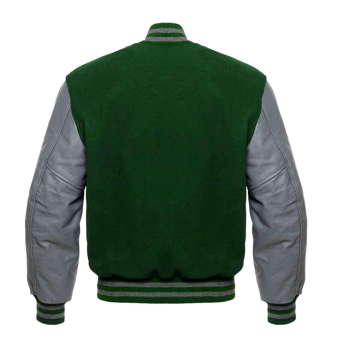 thumbnail image 2 of Varsity Green Wool Letterman Jacket – White Leather Sleeves, Snap Button, Men's – XS To 4XL 2 of 3