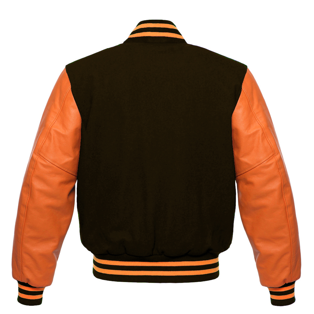 Letterman Varsity Jacket Dark Brown Orange Line Wool Body & Real Orange ...